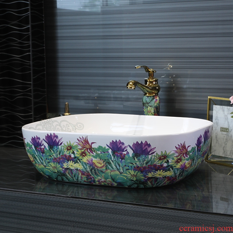 Gold cellnique ceramic art basin of modern stage color health small dish basin basin that wash a face to wash your hands