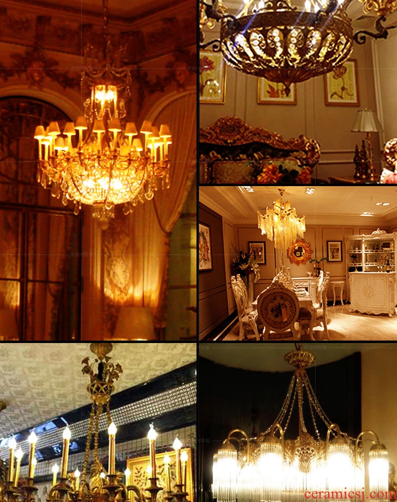 French chandelier european-style luxury living room bedroom villa garden restaurant creative full copper ceramic pendant lamps and lanterns