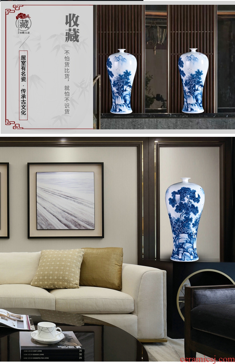 Jingdezhen ceramics famous hand-painted flower arranging device of blue and white porcelain vase furnishing articles rich ancient frame sitting room decoration