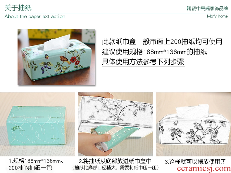 Murphy's new Chinese famille rose porcelain smoke box American country desktop boxes sitting room adornment napkin tissue box