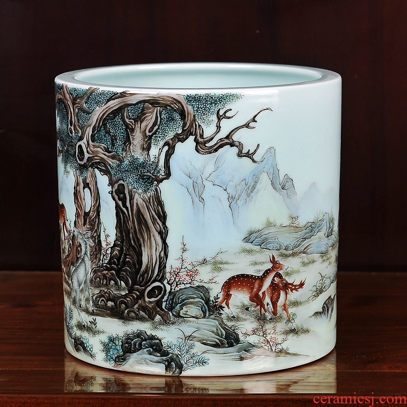 Jingdezhen ceramics imitation qing qianlong pastel 13 lu brush pot vase household craft sitting room adornment furnishing articles