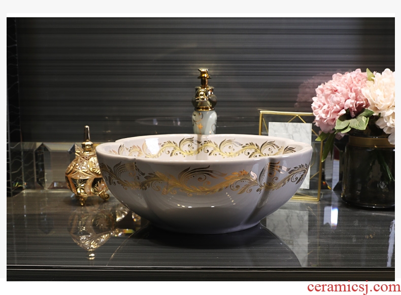 Gold cellnique jingdezhen ceramics stage basin lavatory toilet lavabo European jinfeng scales of the basin that wash a face