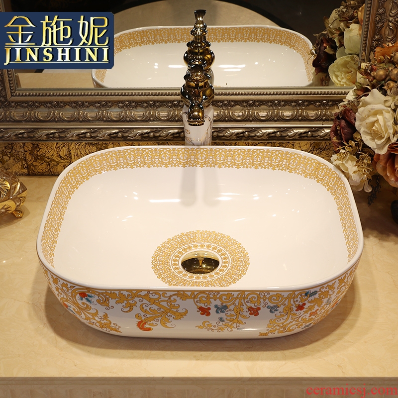 Gold cellnique stage basin of jingdezhen ceramic lavabo that defend bath continental basin hands pool face plate of fruit pipa