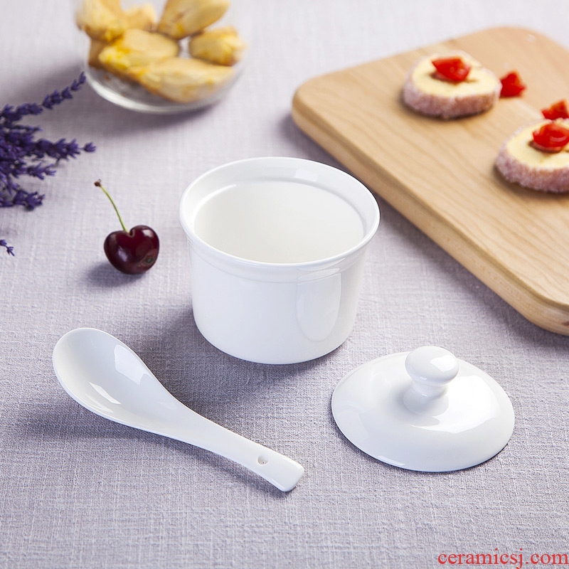 Jingdezhen healthy bone China isolate hose water stew seasoning cans ceramic cup bird's nest soup pot stew cup pure white