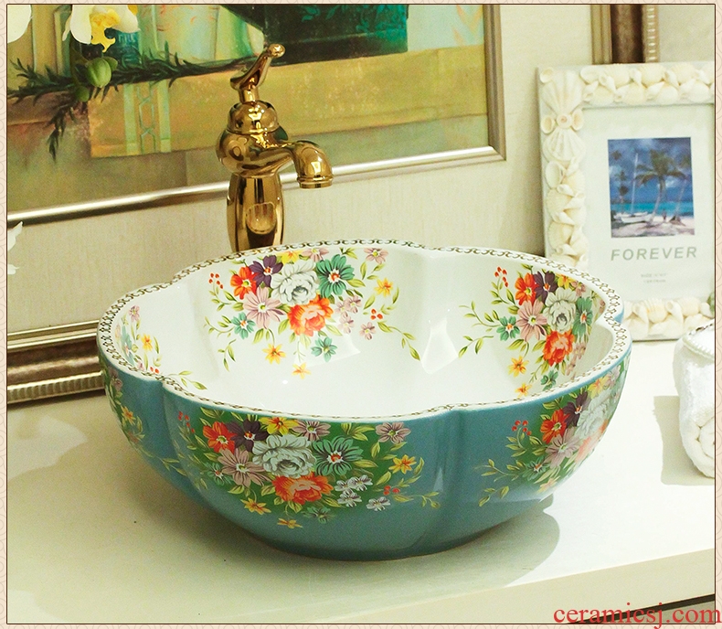 Jingdezhen ceramic stage basin toilet petals european-style hotel the pool that wash a face to wash its contracted art the sink