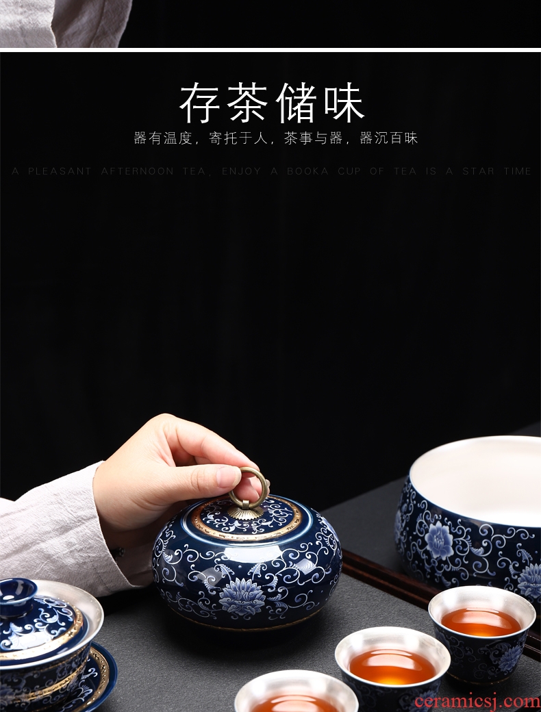 Recreational product township dark floating celadon pot of pu 'er tea tieguanyin sealed cans ceramic POTS awake storage jar