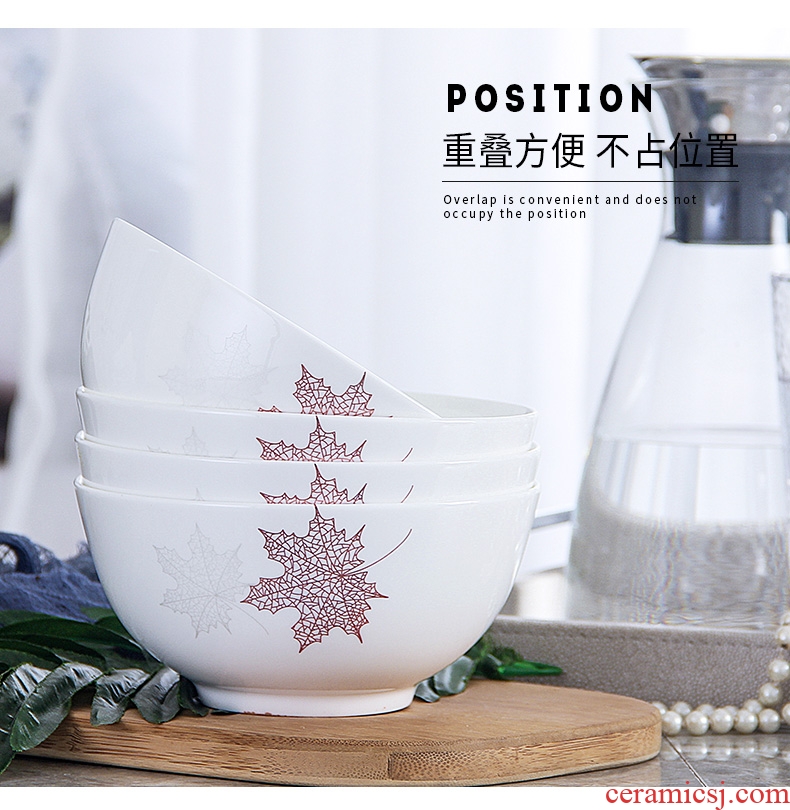 Bone bowls with 6 inches rainbow noodle bowl of jingdezhen ceramic tableware creative contracted the hot soup bowl large bowl