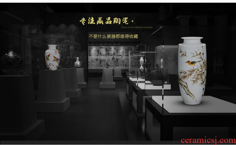 Jingdezhen ceramic famous master hand under the glaze the wind attack the sitting room porch TV ark flower vases, furnishing articles