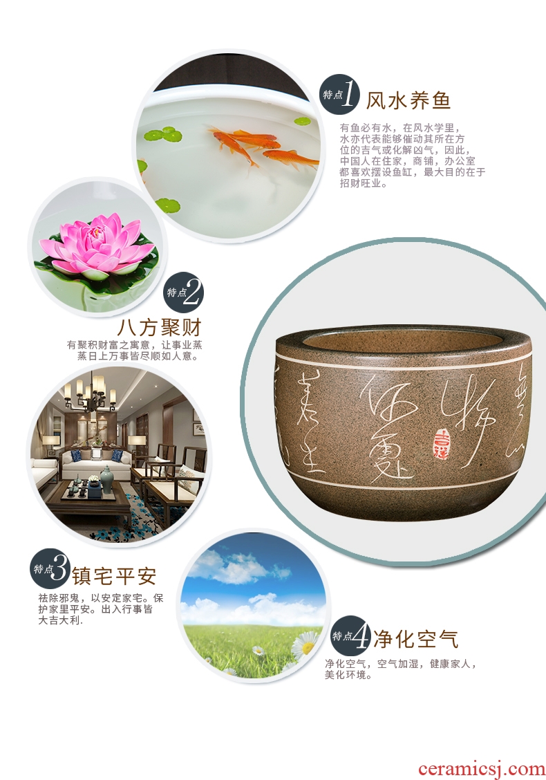 Aquarium jingdezhen ceramics art by hand carved antique red lotus flowers pot fish bowl turtles cylinder cylinder