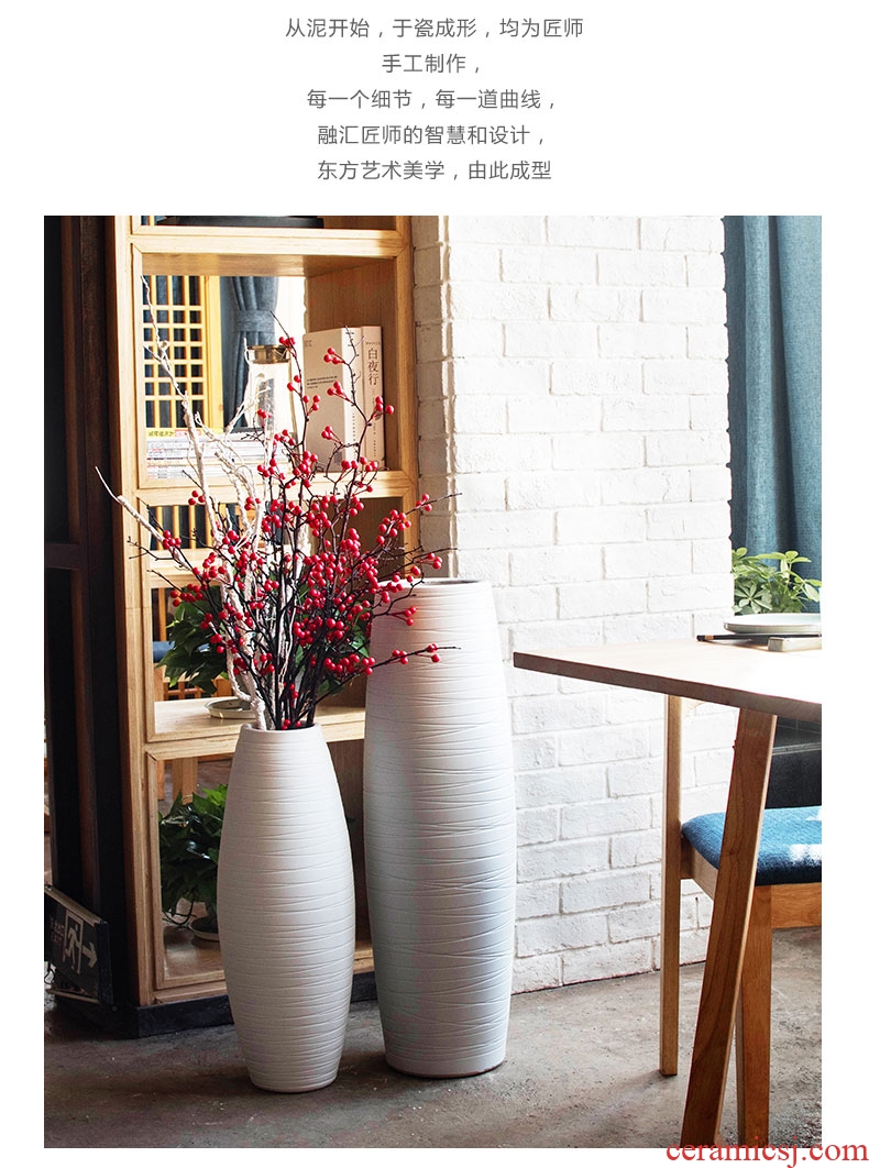 European style of large white jingdezhen ceramic vases, contemporary and contracted sitting room adornment dry flower art flower arranging furnishing articles