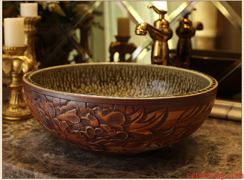 Spring rain on restoring ancient ways of jingdezhen ceramics basin of sculpture art lavabo archaize toilet basin is the basin that wash a face