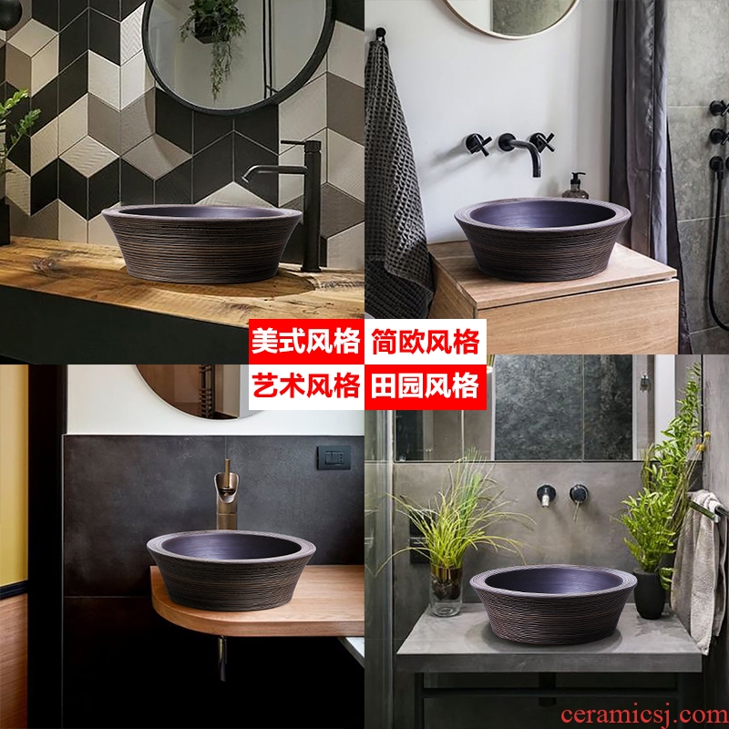 Industrial wind counters are outdoor lavatory washing basin on its round ceramic wash gargle water toilet