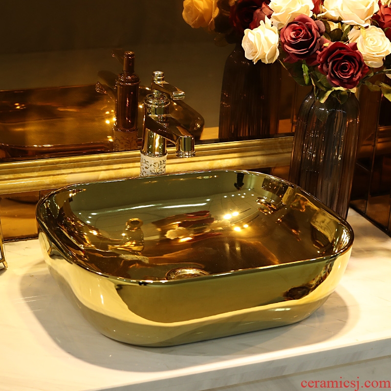 The gold-plated cellnique european-style bathroom sink stage basin gold silver ceramic basin bathroom sinks