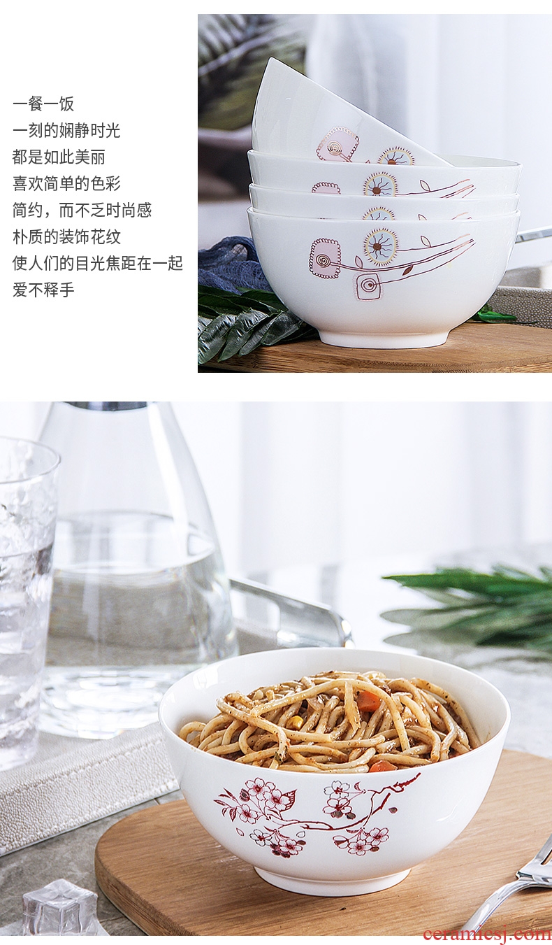 Bone bowls with 6 inches rainbow noodle bowl of jingdezhen ceramic tableware creative contracted the hot soup bowl large bowl