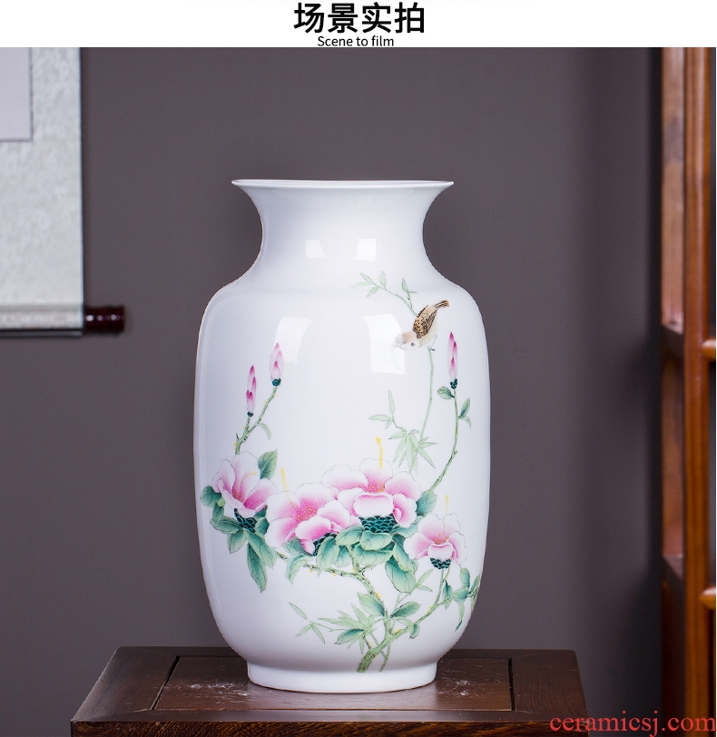 Jingdezhen ceramics famous hand-painted enamel vase thin foetus rich ancient frame sitting room adornment of Chinese style household furnishing articles