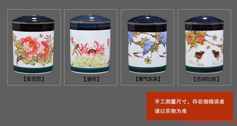 Jingdezhen ceramic hand-painted POTS puer tea cake caddy jar airtight receives domestic large tea tea cake