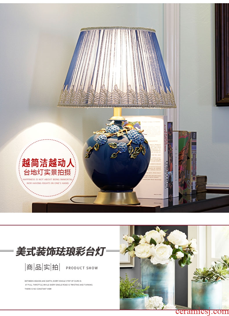 American simple ceramic desk lamp full copper sitting room study continental warm desk lamp of bedroom the head of a bed decorated dimmer remote