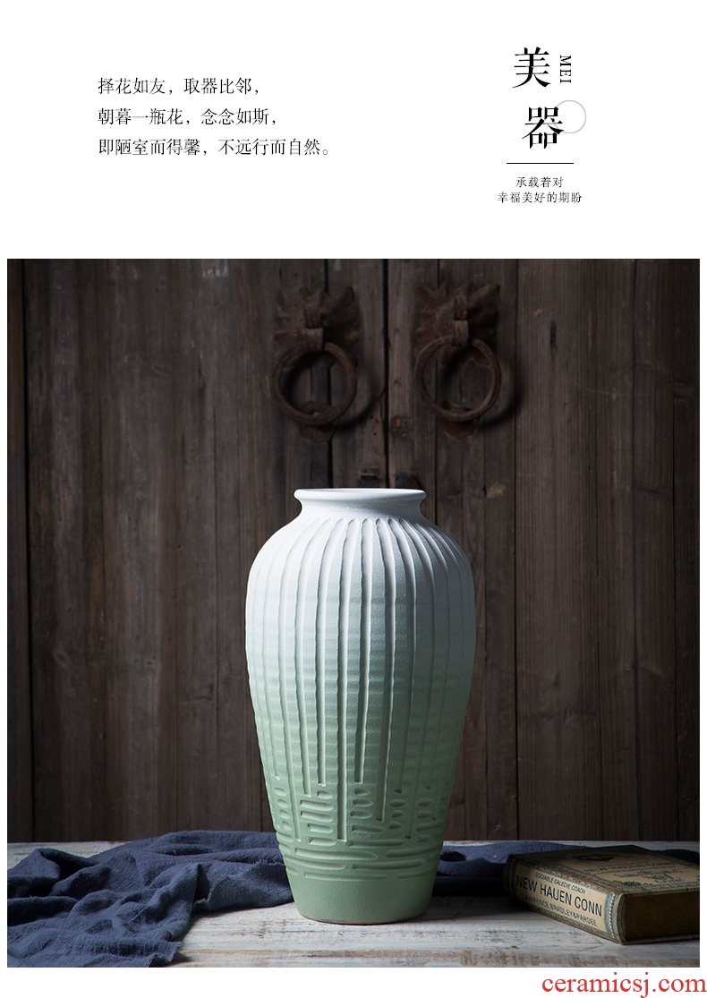 Art show new Chinese style flower implement zen dried flower ceramic vase home sitting room adornment is placed between example flower villa