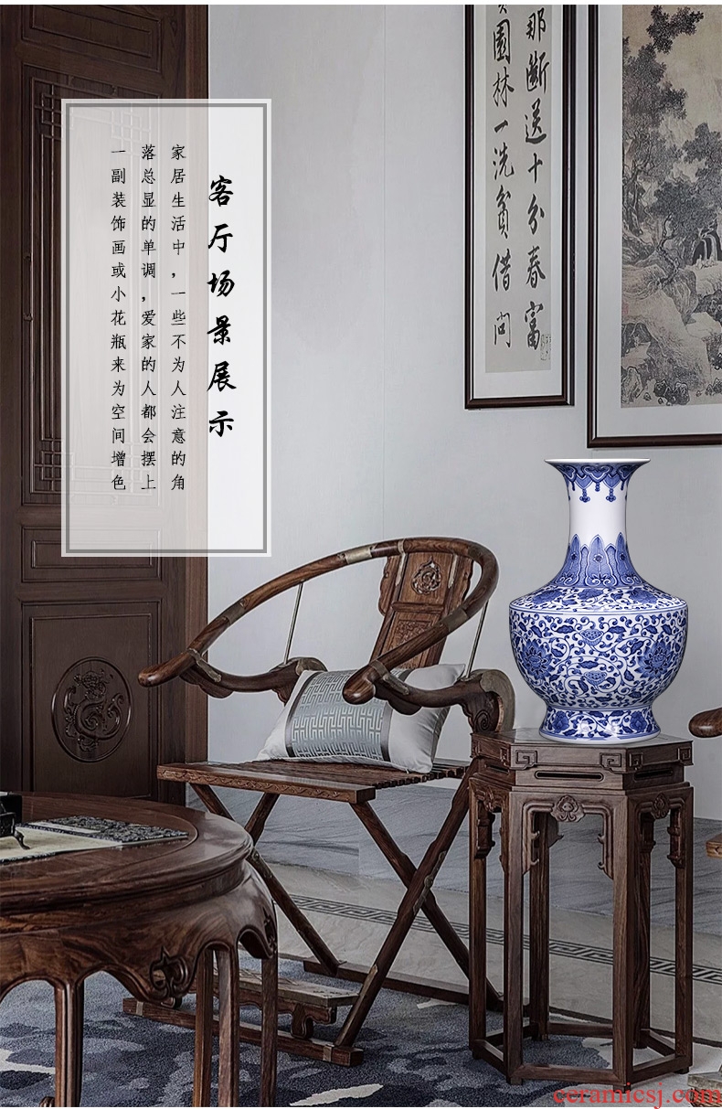 Jingdezhen ceramics imitation qing kangxi blue and white porcelain vases, flower arranging new Chinese style adornment ornament gift porcelain