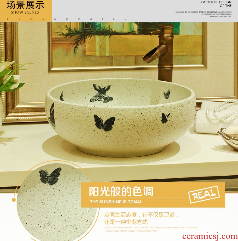Rain spring basin of jingdezhen ceramic table circular wash basin bathroom sinks the balcony art restoring ancient ways the sink