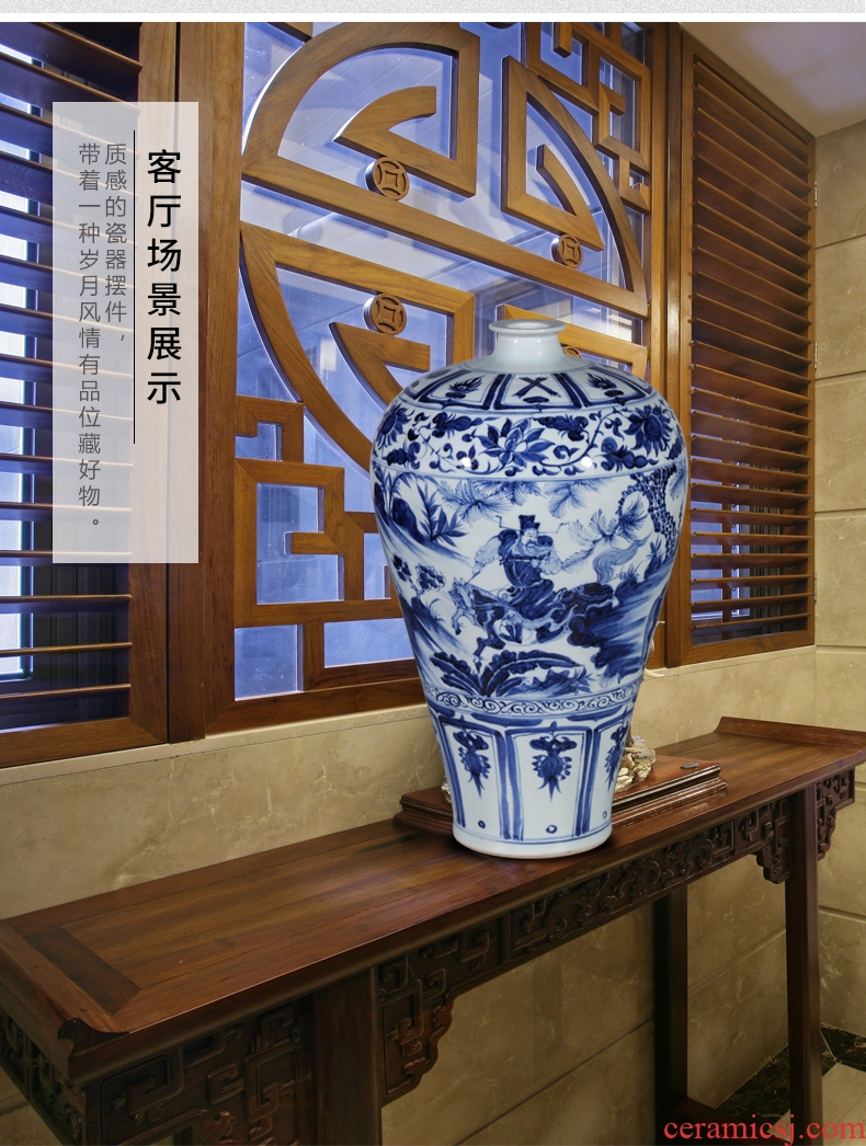 Blue and white porcelain of jingdezhen ceramics guanyao antique hand-painted porcelain vase new Chinese style home sitting room adornment is placed