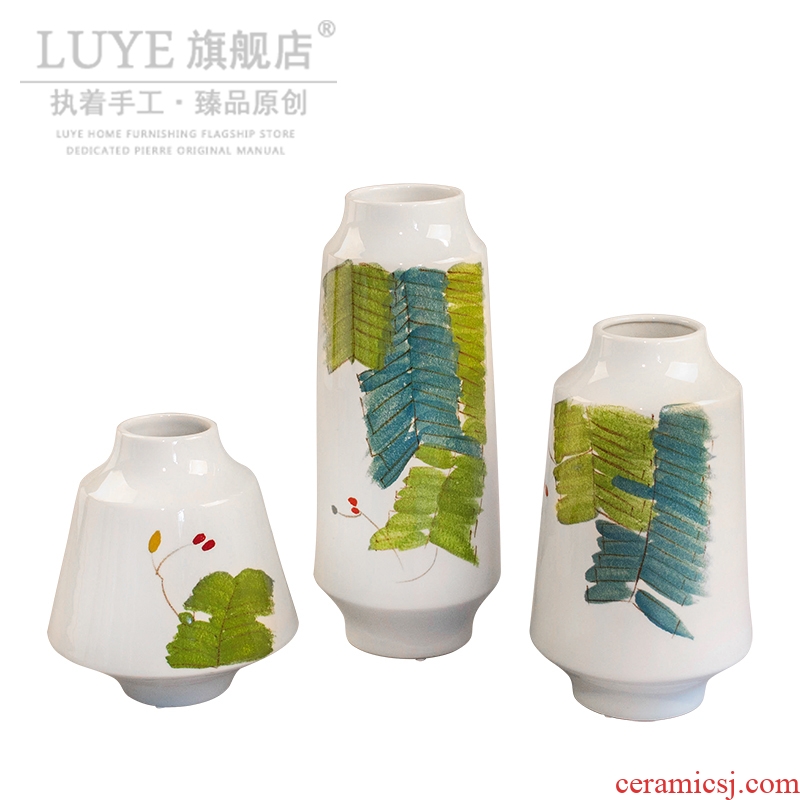 Jingdezhen Chinese dry ground decoration vase sitting room of contemporary and contracted hand-painted ceramic vase suit furnishing articles arranging flowers