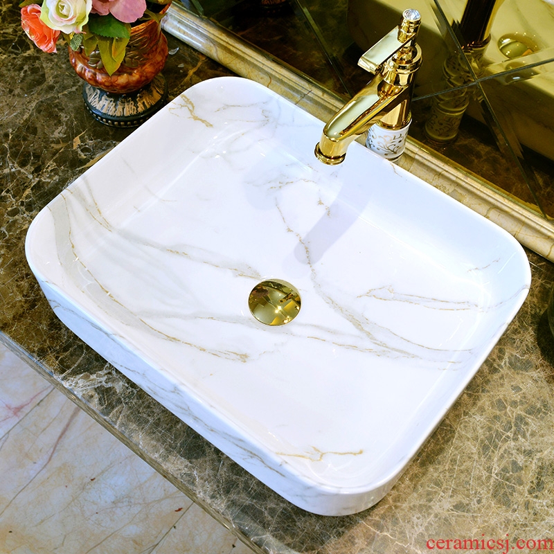 The stage basin ceramic art square simple imitation marble on the sink basin bathroom sink