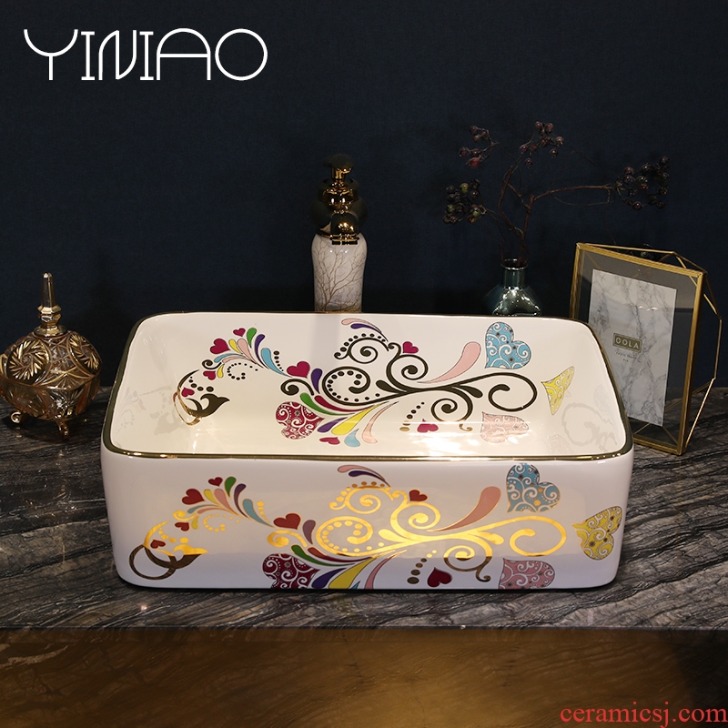 Basin stage basin art ceramic lavabo rectangle basin is the basin that wash a face household bathroom sink