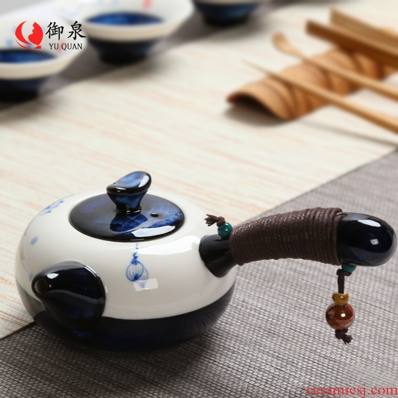 Royal spring tea set household contracted kung fu tea set ceramic hand-painted hat cup Japanese teapot teacup side