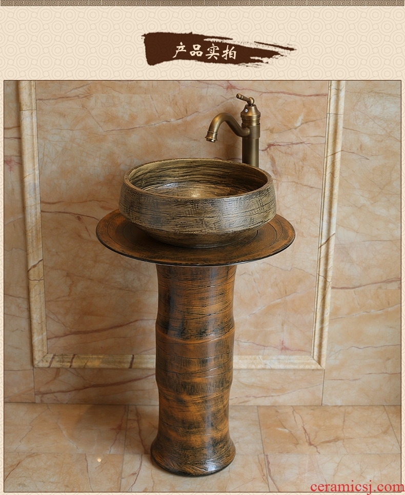 Rain spring basin balcony art pillar lavabo floor toilet ceramics pillar European contracted restoring ancient ways