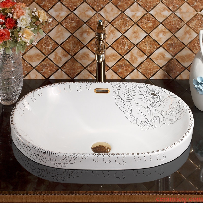 Koh larn, qi ceramic undercounter lavabo lavatory art basin to the basin that wash a face in taichung oval platinum peony