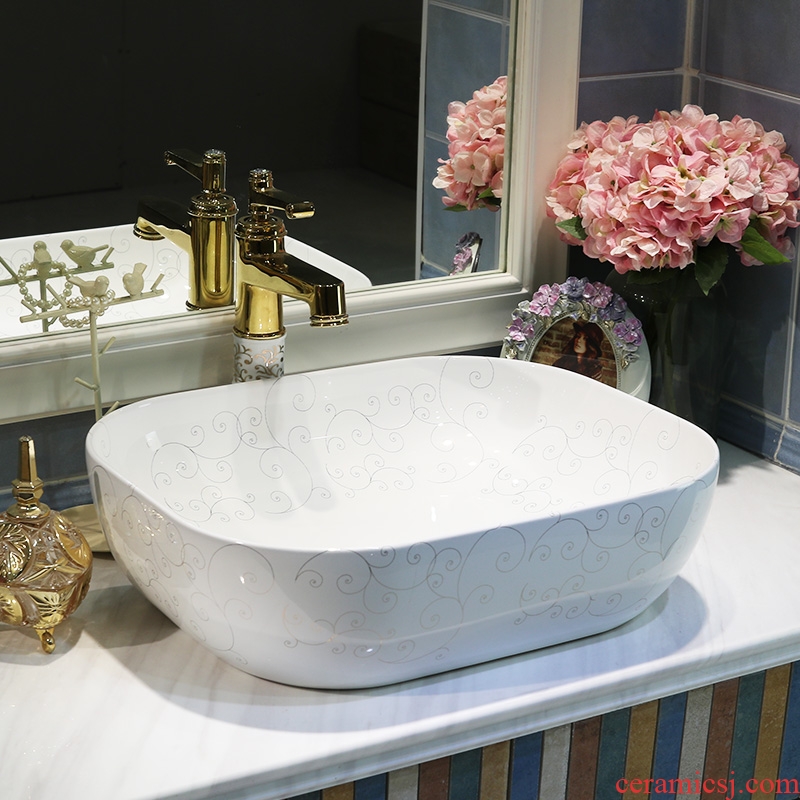 Gold cellnique jingdezhen ceramics stage basin sink art Europe type lavatory catkin of the basin that wash a face