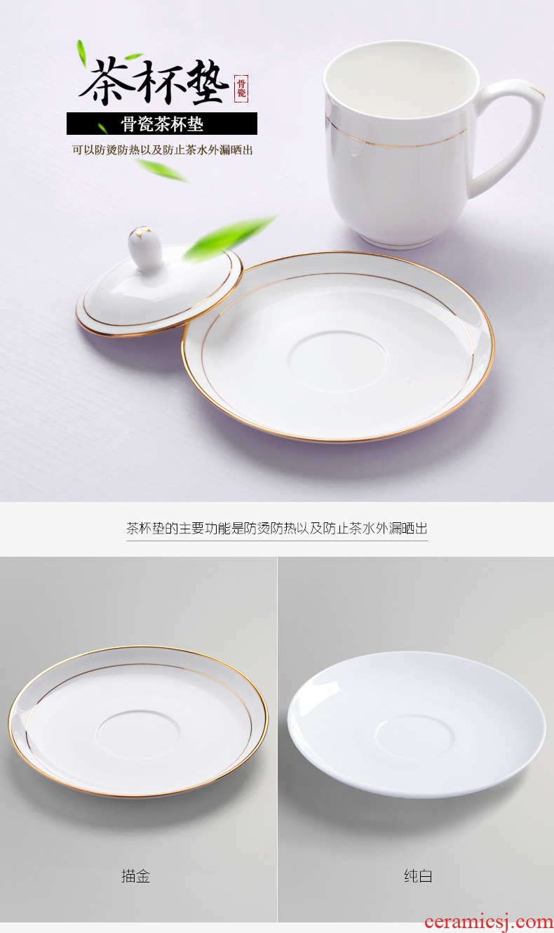 Bone porcelain saucer jingdezhen porcelain ceramic round phnom penh office cup insulation mat white cup