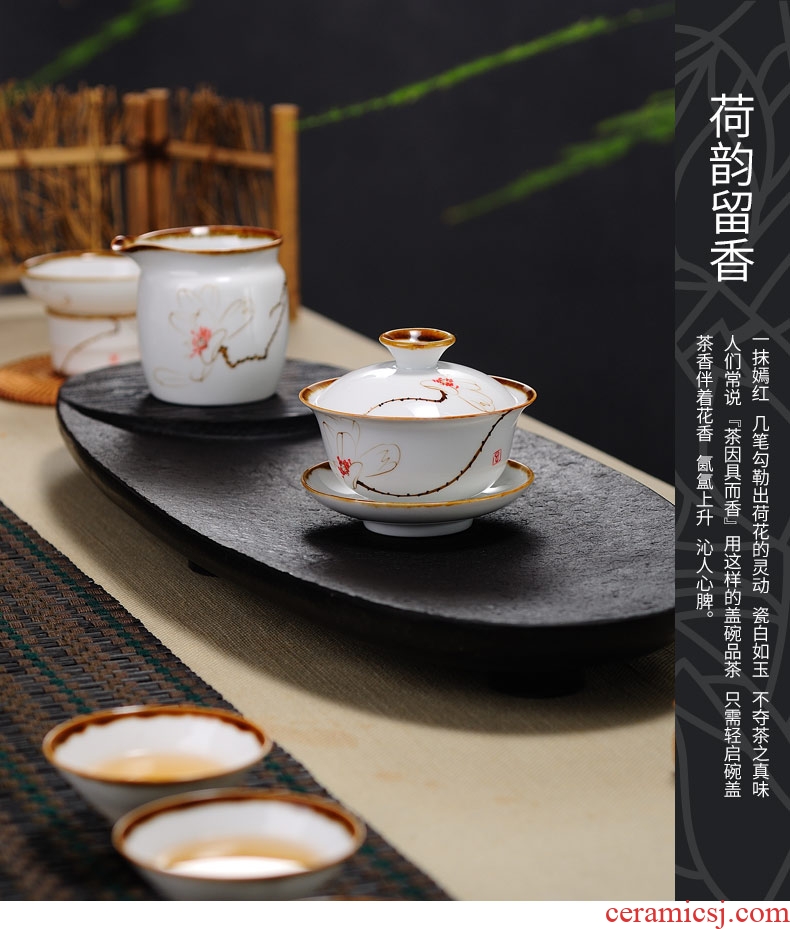 Drink to jingdezhen size tureen single white porcelain cups thin foetus tea bowl three glass ceramic kung fu tea set