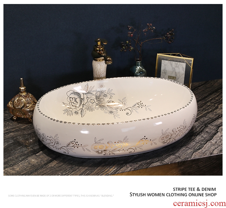 European art stage basin oval American ceramic lavatory sink jingdezhen hand washing dish basin on stage