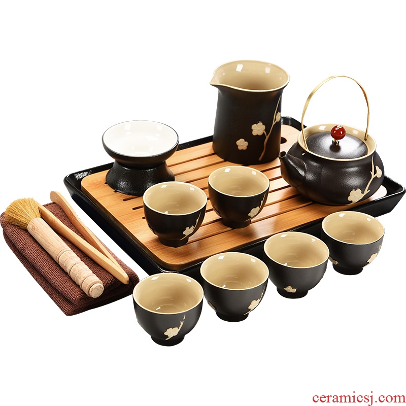 Dry tea tray household porcelain ceramic god kung fu tea set contracted mini teapot tea cups Japanese tea ceremony