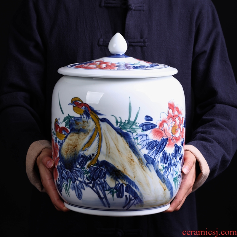 Jingdezhen ceramic POTS awake pu 'er tea pot of tea tea pot general box sealed storage tank is large