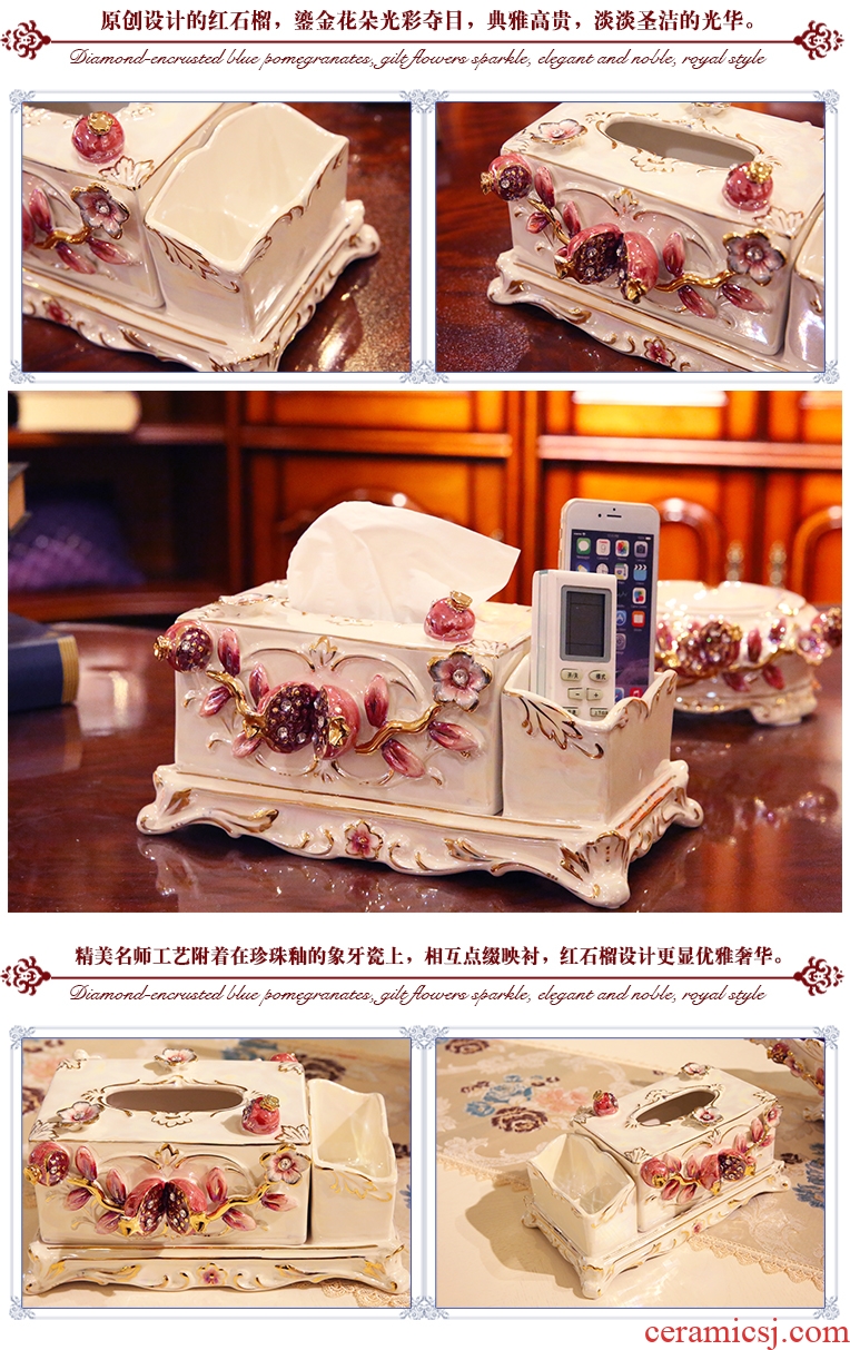 European ceramic tissue box furnishing articles sitting room adornment multi-function receive a case carton mobile phone remote control