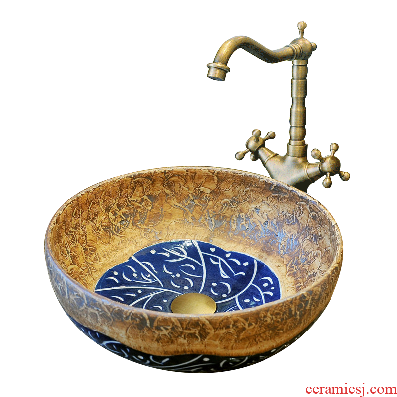Ceramic lavabo stage basin art lavatory basin circular basin to the stage that wash gargle - European sculpture
