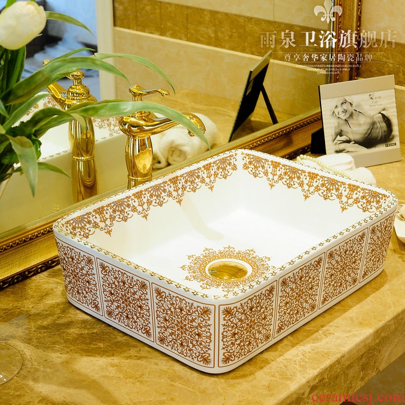 Spring rain jingdezhen ceramic lavabo suits rectangular phnom penh water lavatory art stage basin faucet