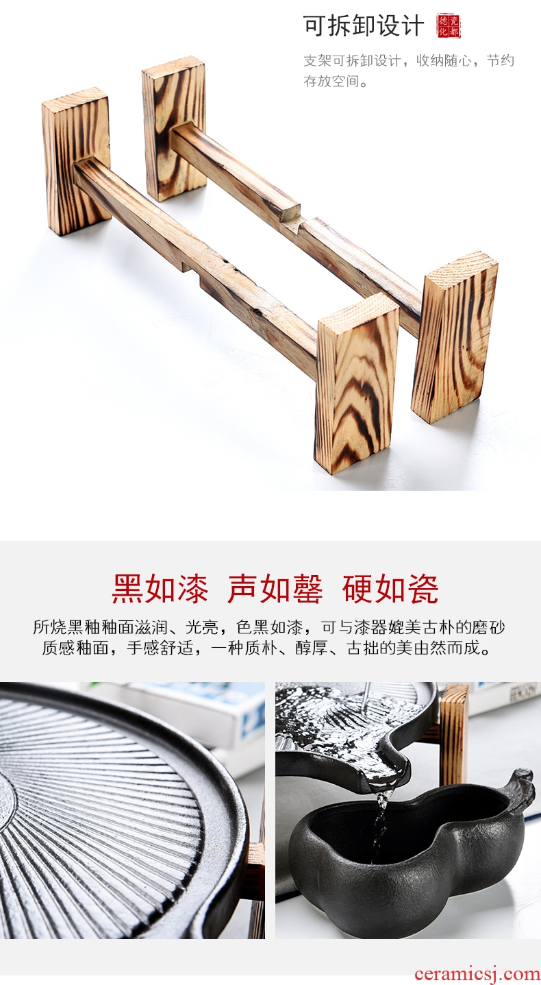 Porcelain god contracted Japanese tea ceremony household utensils suit real wood double stone mill ceramic cups tea tray tea tea