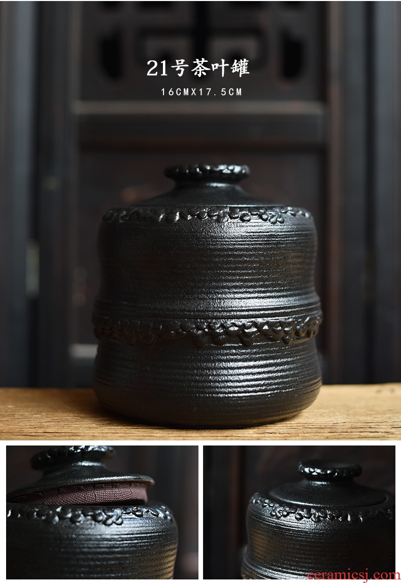 Tao fan ceramic persimmon tea caddy seal storage tanks small POTS kung fu tea set up clearance