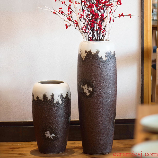 Restore ancient ways the ground ceramic big vase high dry flower arranging flowers sitting room jingdezhen ceramic ornaments furnishing articles pottery coarse pottery