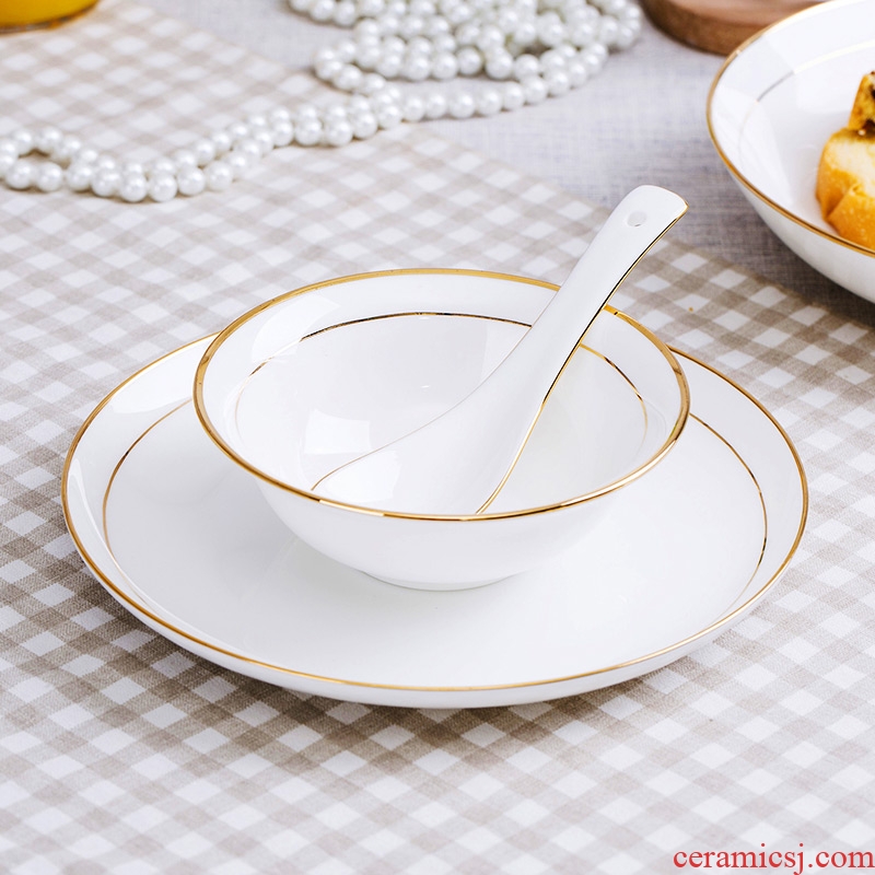 Jingdezhen porcelain hotel desk tray is placed bone bowl spoon set a full range of available fuels the tableware of western-style restaurant LOGO