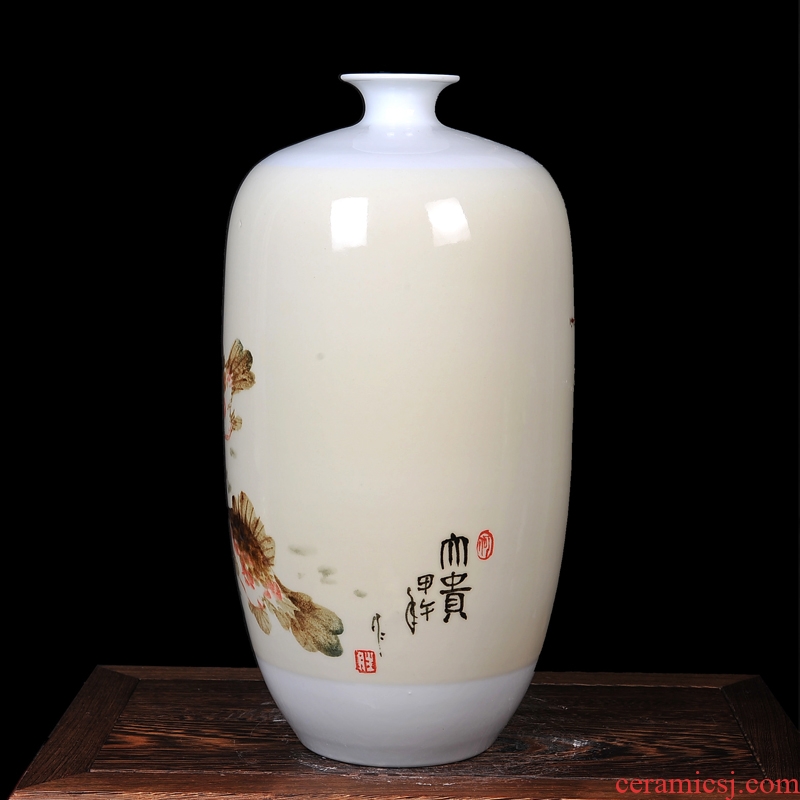 Jingdezhen ceramics vase master hand draw freehand brushwork figure of riches and modern living room home decorative furnishing articles