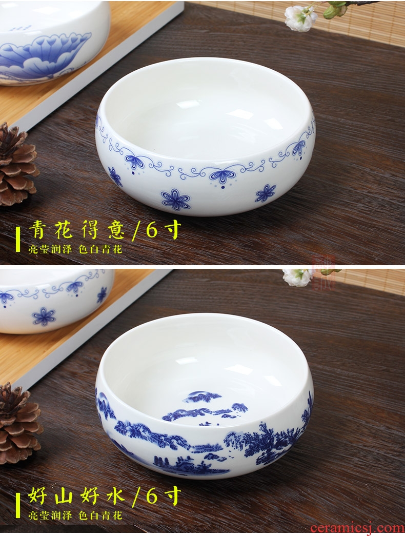 Melts if large blue and white writing brush washer to wash the ceramic tea set tea accessories six gentleman wash water jar cup tea cup bowl