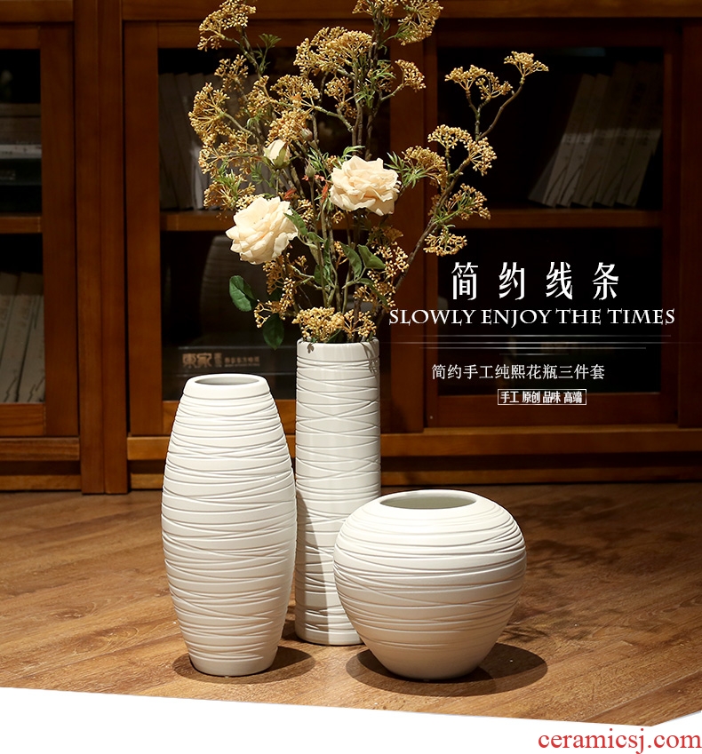 Handmade ceramic art white vase flower arrangement sitting room China household of Chinese style dry vase furnishing articles ornaments