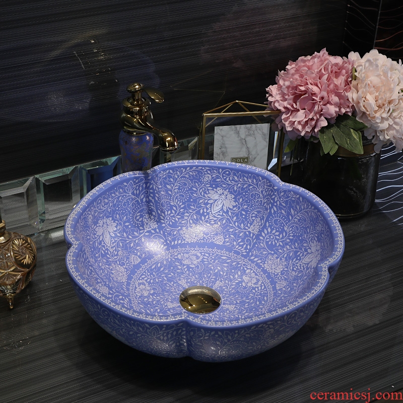 Gold cellnique jingdezhen ceramic art on the stage basin sink basin sink basin bathroom yushu yinhua