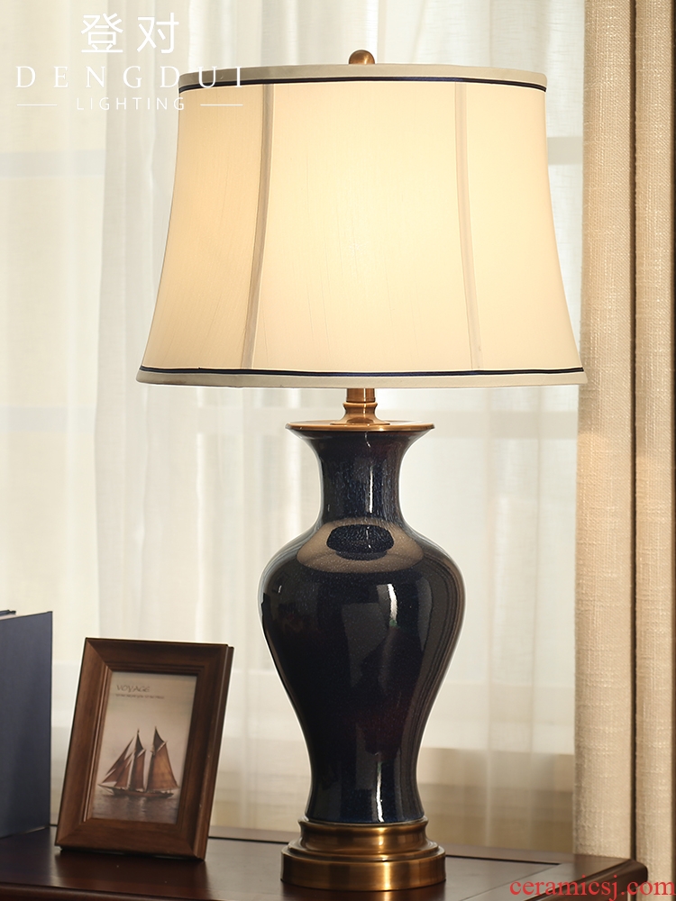 Climb to the living room lamp lights of modern Chinese style of bedroom the head of a bed lamp blue sky copper ceramic warmth