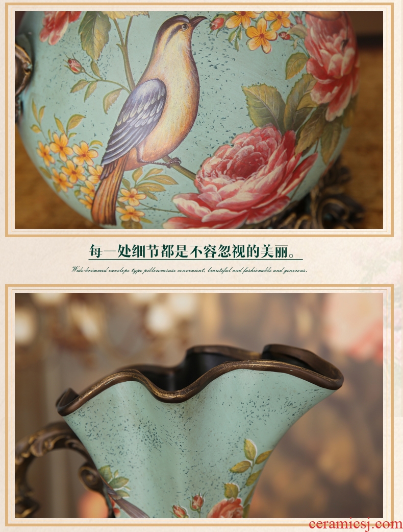 Flower fox American country ceramic painting of flowers and big vase furnishing articles be born flower implement European home decoration